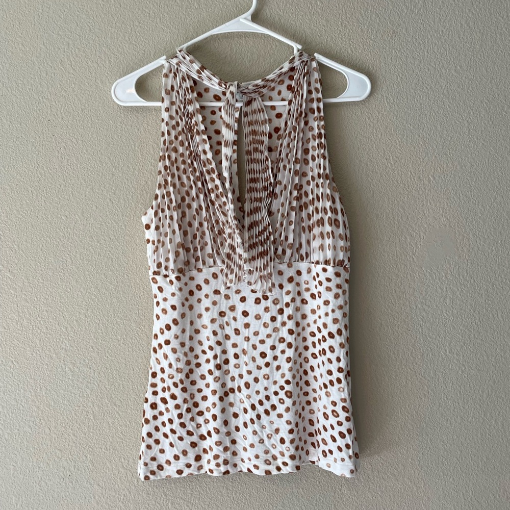 Y2K Cache Polka Dot Tank with Pleated Tie Front - Picture 4 of 7
